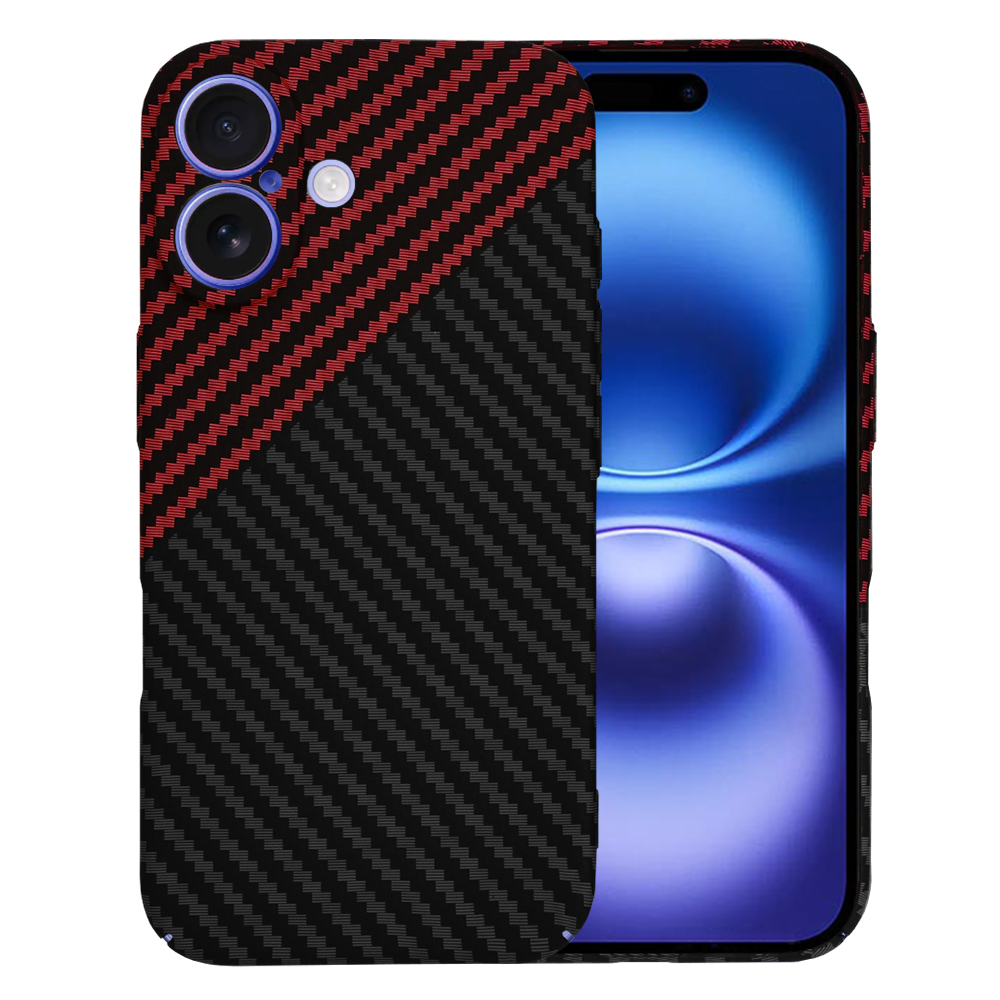 Калъф за iPhone 16 - Techsuit Carbonite FiberShell - Червен Vortex