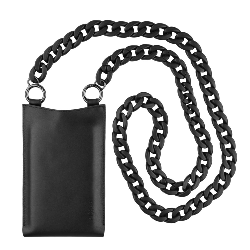 7" Калъф за телефон - фиксирана универсална чанта за рамо Venezia Leather (FIXVEN-BK) - Черен