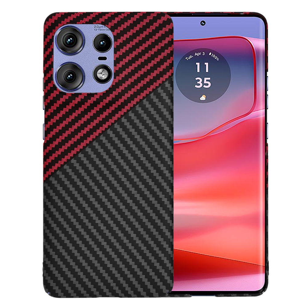 Калъф за Motorola Edge 50 Pro - Techsuit Carbonite FiberShell - Червен Vortex