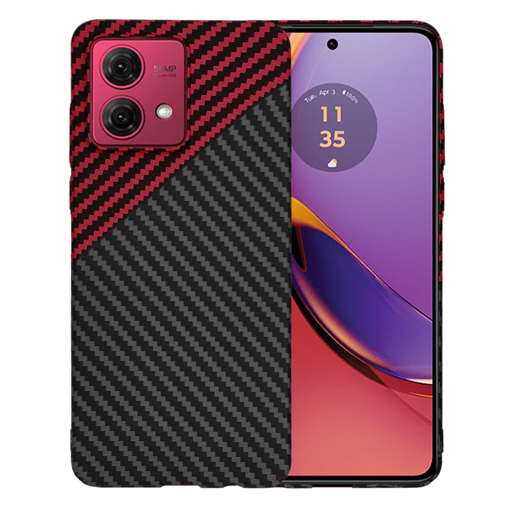 Калъф за Motorola Moto G84 - Techsuit Carbonite FiberShell - Червен Vortex