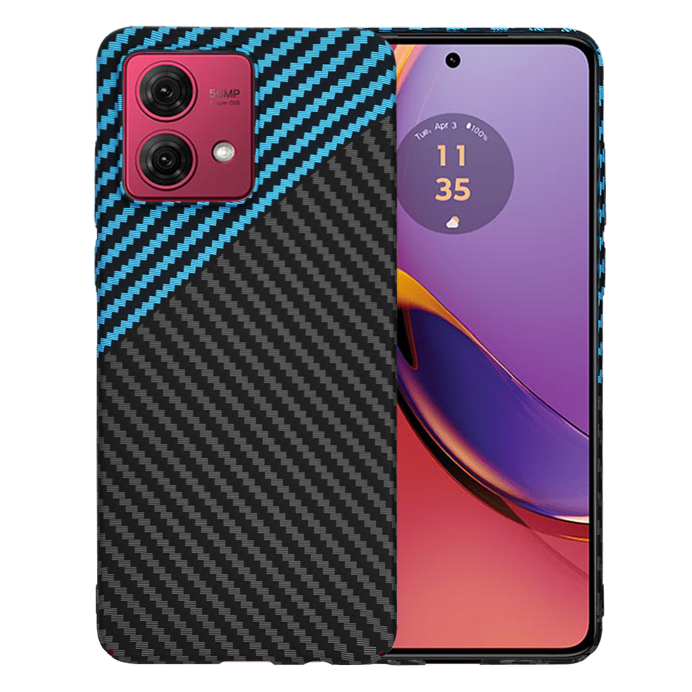 Калъф за Motorola Moto G84 - Techsuit Carbonite FiberShell - Син Pulse