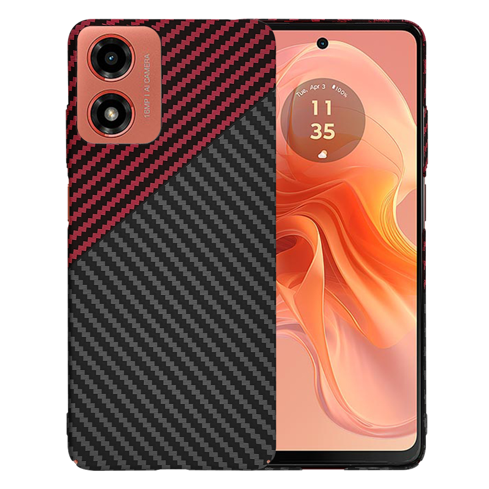 Калъф за Motorola Moto Moto G04 / Moto G04s / Moto G24 / Moto E14 - Techsuit Carbonite FiberShell - Червен Vortex