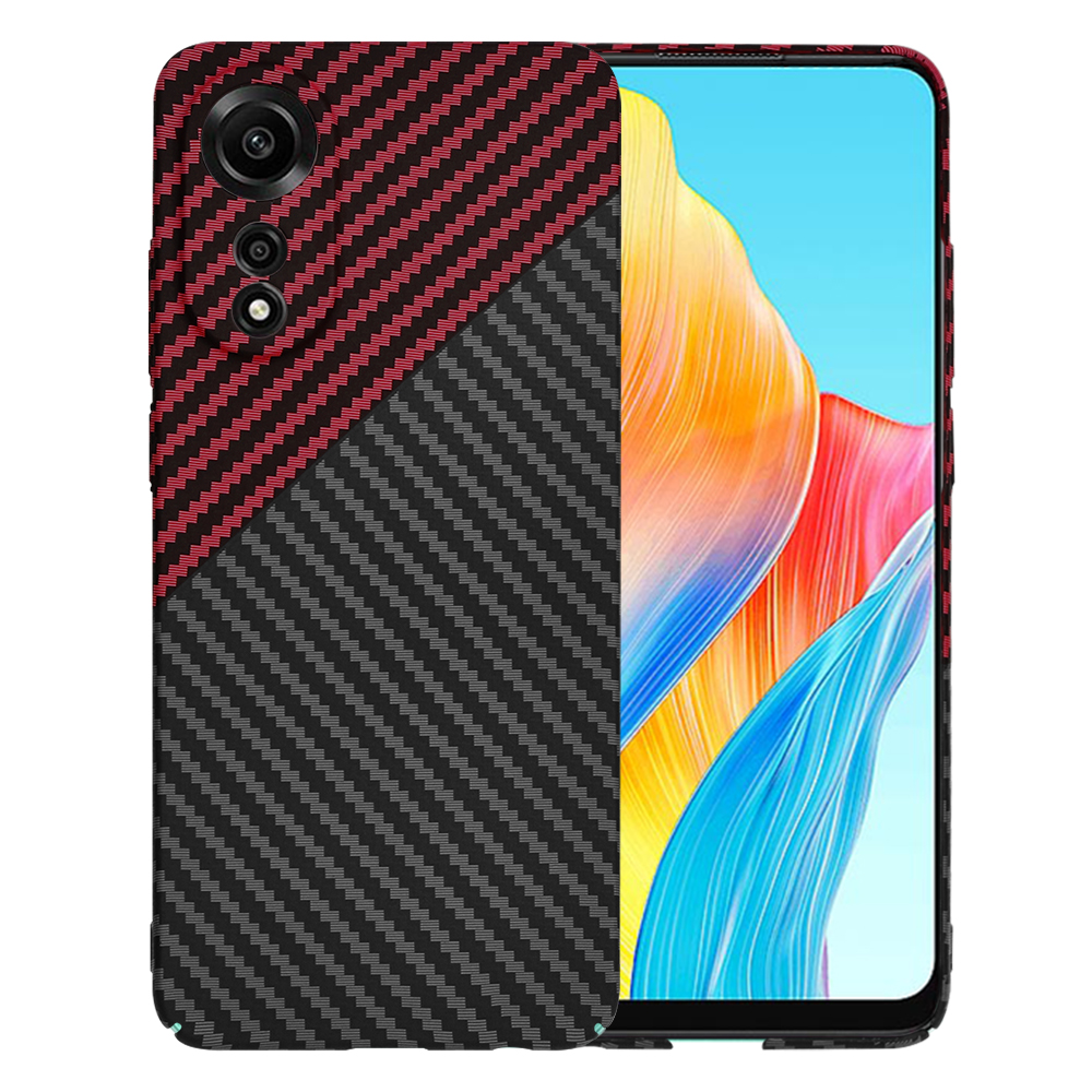 Калъф за Oppo A78 4G - Techsuit Carbonite FiberShell - Червен Vortex