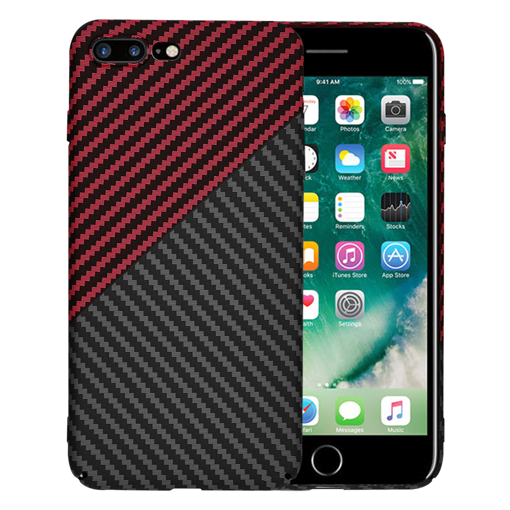 Калъф за iPhone 7 Plus / iPhone 8 Plus - Techsuit Carbonite FiberShell - Червен Vortex