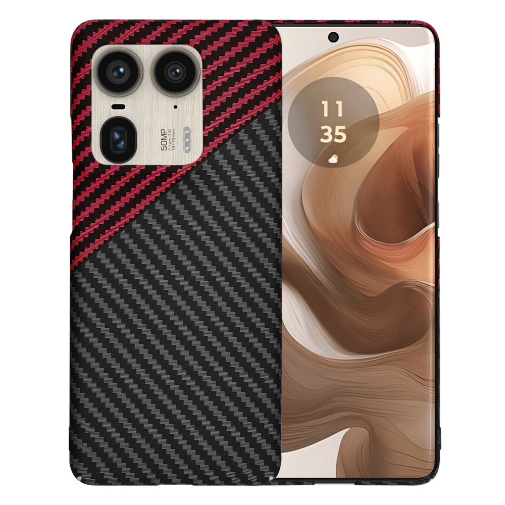 Калъф за Motorola Edge 50 Ultra - Techsuit Carbonite FiberShell - Червен Vortex