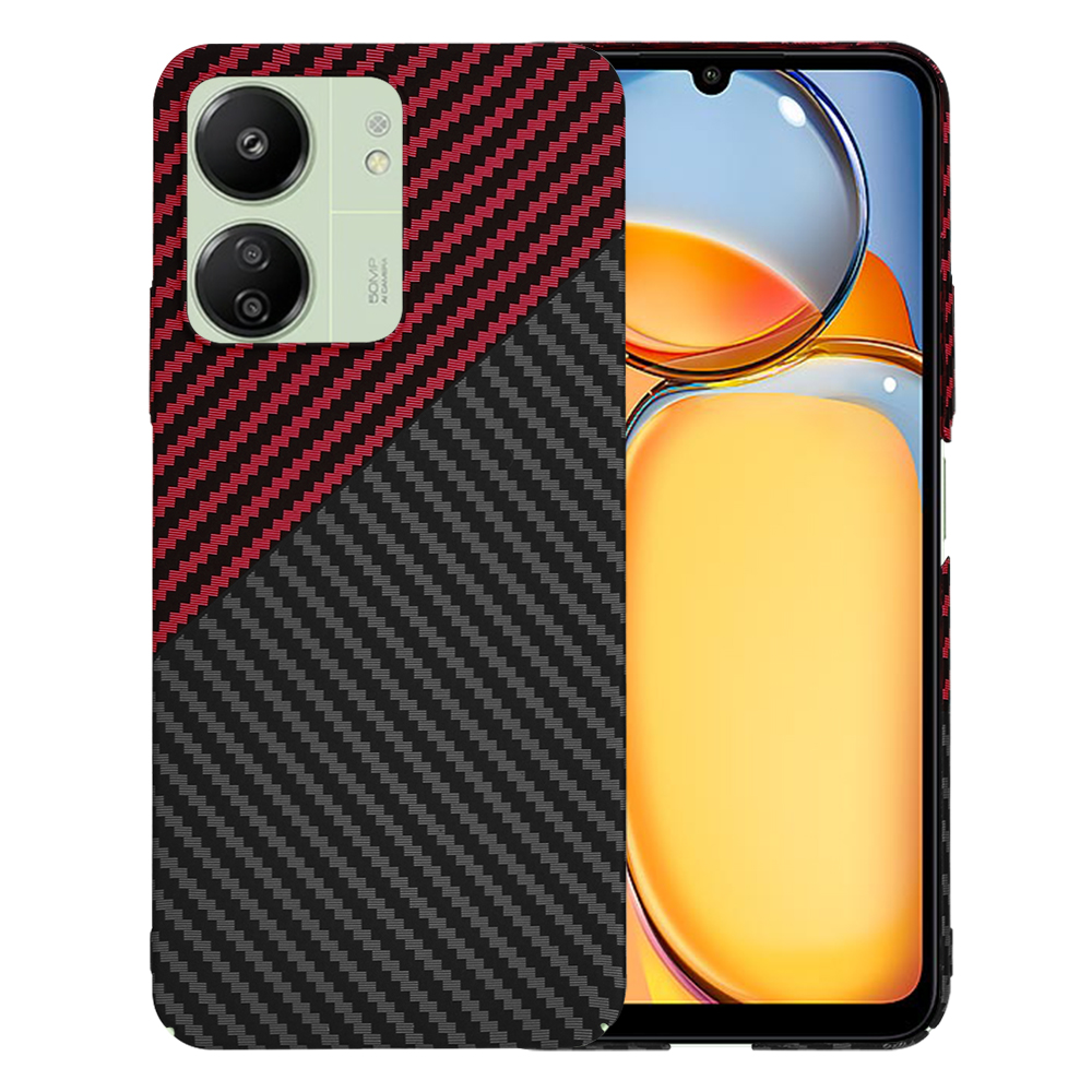 Калъф за Xiaomi Redmi 13C 4G / Redmi 13C 5G / Poco C65 - Techsuit Carbonite FiberShell - Червен Vortex