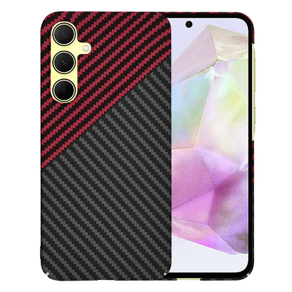 Калъф за Samsung Galaxy A35 5G - Techsuit Carbonite FiberShell - Червен Vortex