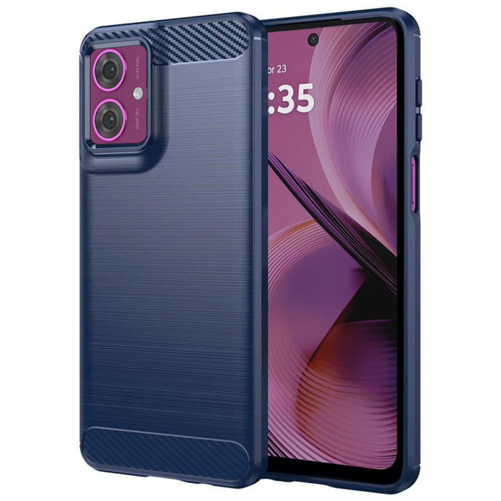Калъф за Motorola Moto G55 - Techsuit Carbon Silicone - Син