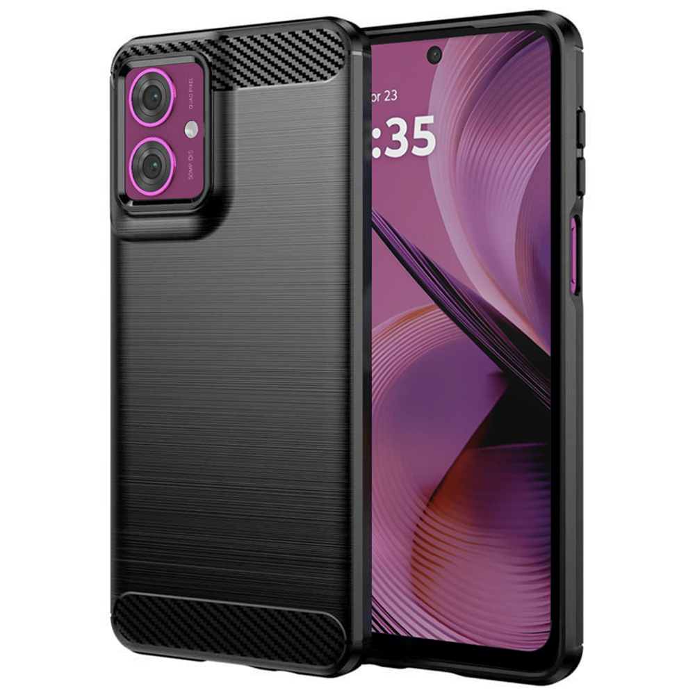 Калъф за Motorola Moto G55 - Techsuit Carbon Silicone - Черен