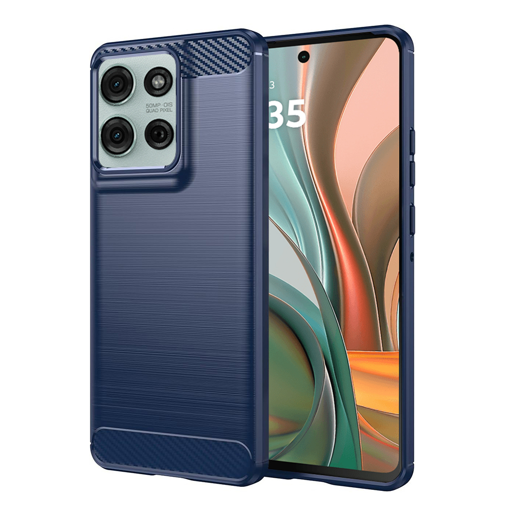 Калъф за Motorola Moto G75 - Techsuit Carbon Silicone - Син