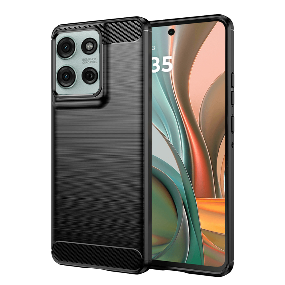 Калъф за Motorola Moto G75 - Techsuit Carbon Silicone - Черен