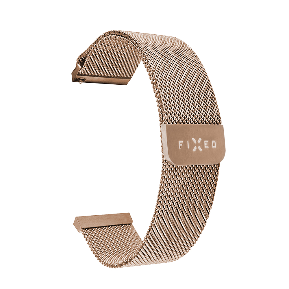 Каишка за Samsung Galaxy Watch 4/5/Active 2, Huawei Watch GT 3 (42 мм)/GT 3 Pro (43 мм) - Фиксирана мрежеста каишка - розово злато