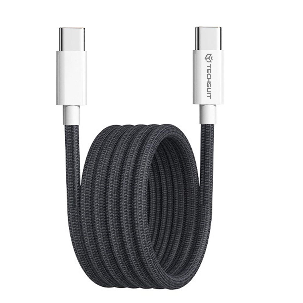 Кабел за данни Type-C за Apple, Android, супер бързо зареждане PD60W, 1 м - Techsuit (PCB114D) - Черен