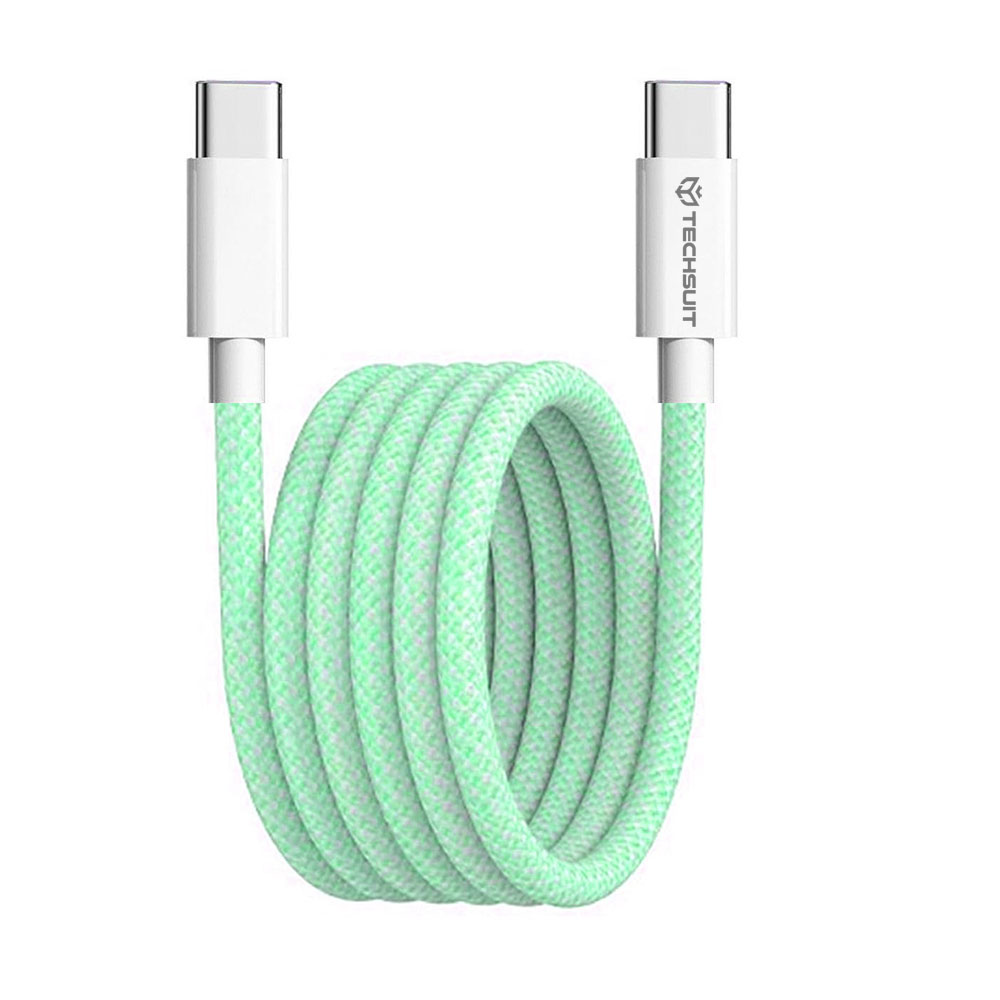 Кабел за данни Type-C за Apple, Android, PD60W, супер бързо зареждане, 1 м - Techsuit (PCB114D) - Зелен