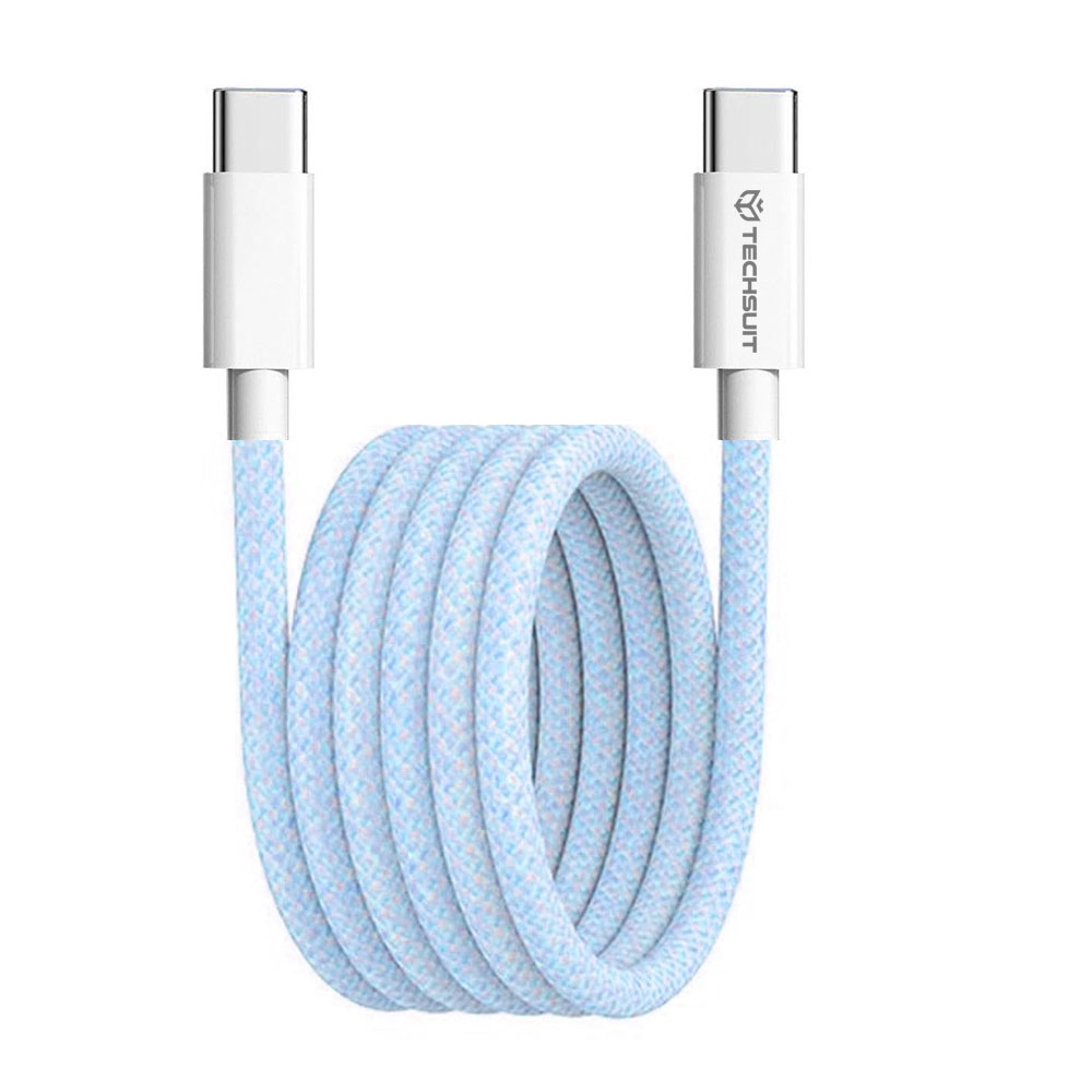 Кабел за данни Type-C за Apple, Android, PD60W, супер бързо зареждане, 1 м - Techsuit (PCB114D) - Син