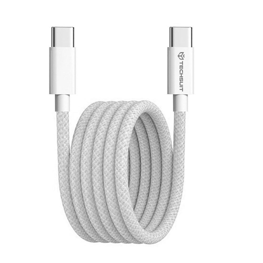 Кабел за данни Type-C за Apple, Android, PD60W, супер бързо зареждане, 1 м - Techsuit (PCB114D) - Сив