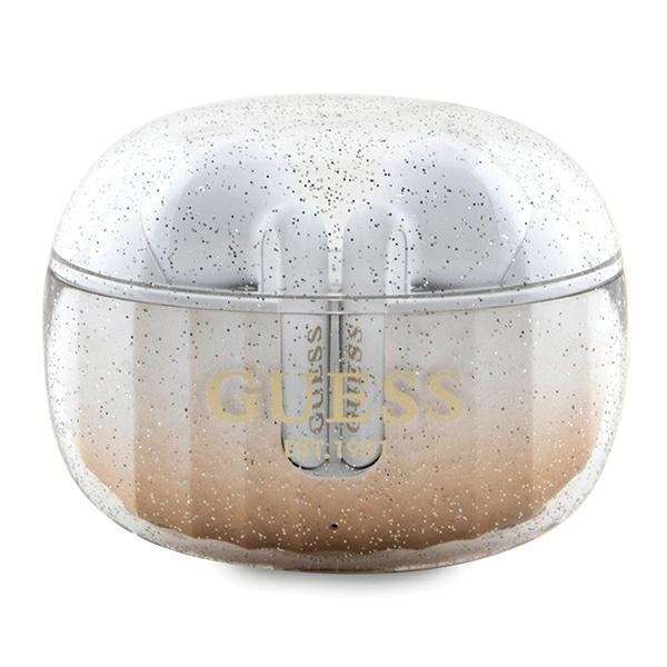 Истински безжични слушалки, Bluetooth 5.3, IPX4, Type-C - Guess (GUTWSHDGKEED) - Glitter Златист Gradient