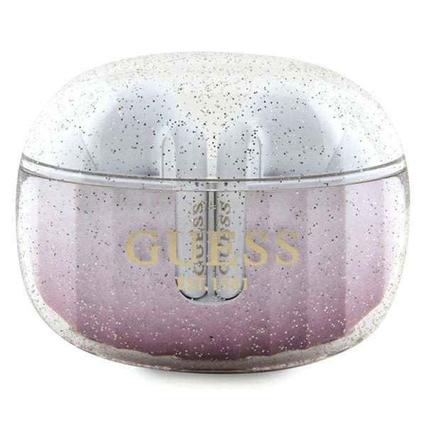Истински безжични слушалки, Bluetooth 5.3, IPX4, Type-C - Guess (GUTWSHDGKEEP) - Glitter Розов Gradient