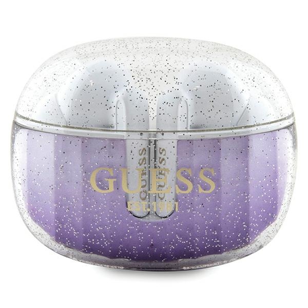 Истински безжични слушалки, Bluetooth 5.3, IPX4, Type-C - Guess (GUTWSHDGKEEU) - Glitter Лилав Gradient