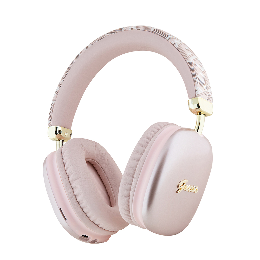 Bluetooth слушалка Over-ear, 400mAh - Guess GCUBE Metallic Script Logo (GUBHK1GCTCSP) - Розова