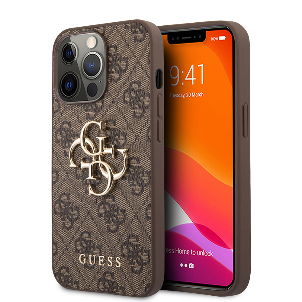Калъф за iPhone 13 Pro - Guess Hardcase 4G Big Metal Logo (GUHCP13L4GMGBR) - Кафяв