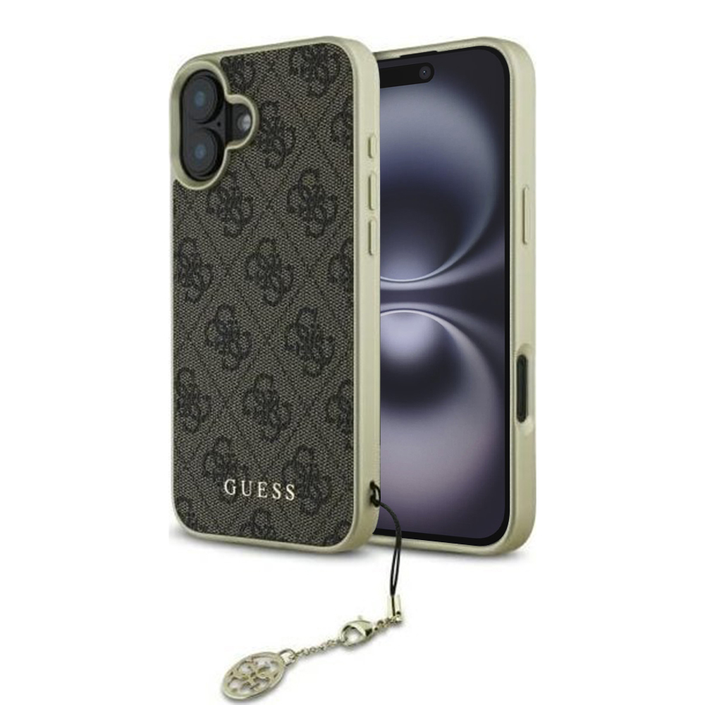 Калъф за iPhone 16 Plus - Guess Hardcase 4G Charms Collection (GUHCP16MGF4GBR) - Кафяв