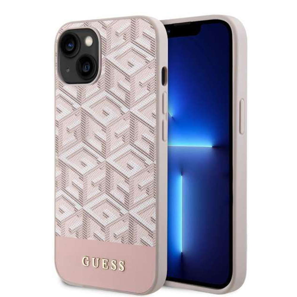 Калъф за iPhone 14 - Guess GCube GCube Stripes MagSafe (GUHMP14SHGCFSEP) - Розов
