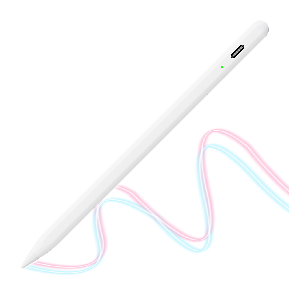 Стилус за таблет, Bluetooth, Type-C, 130mAh, 130mAh, 5V, 0.2A, отхвърляне на дланта, сензор за натиск при накланяне - Techsuit (AC10-CP) - Бял