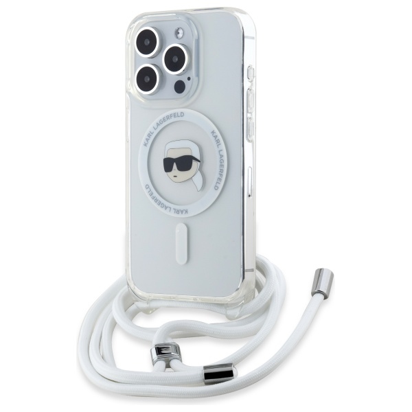 Калъф за iPhone 16 Pro - Karl Lagerfeld IML Crossbody MagSafe (KLHMP16LHHCKCKHNT) - Прозрачен Karl Head