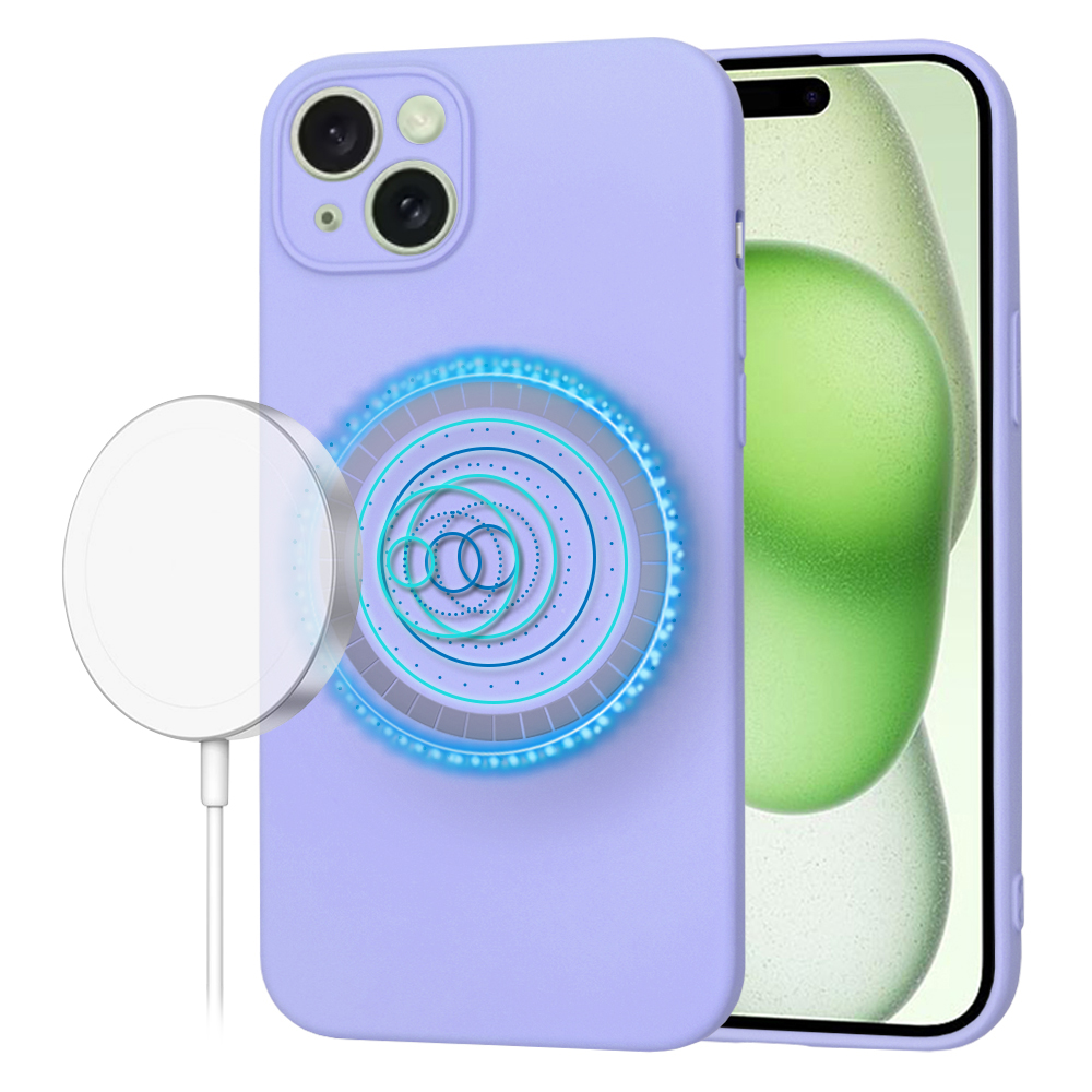 Калъф за iPhone 15 Plus - Techsuit SoftFlex MagSafe - светло лилав