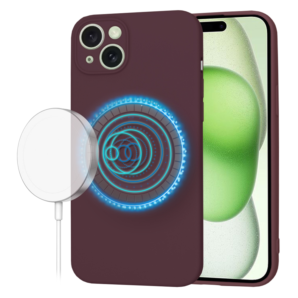 Калъф за iPhone 15 Plus - Techsuit SoftFlex MagSafe - Plum Червен