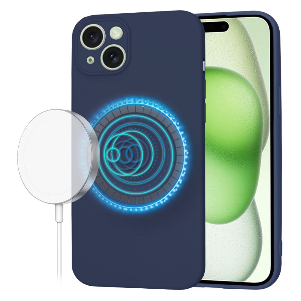 Калъф за iPhone 15 Plus - Techsuit SoftFlex MagSafe - Тъмносин Син