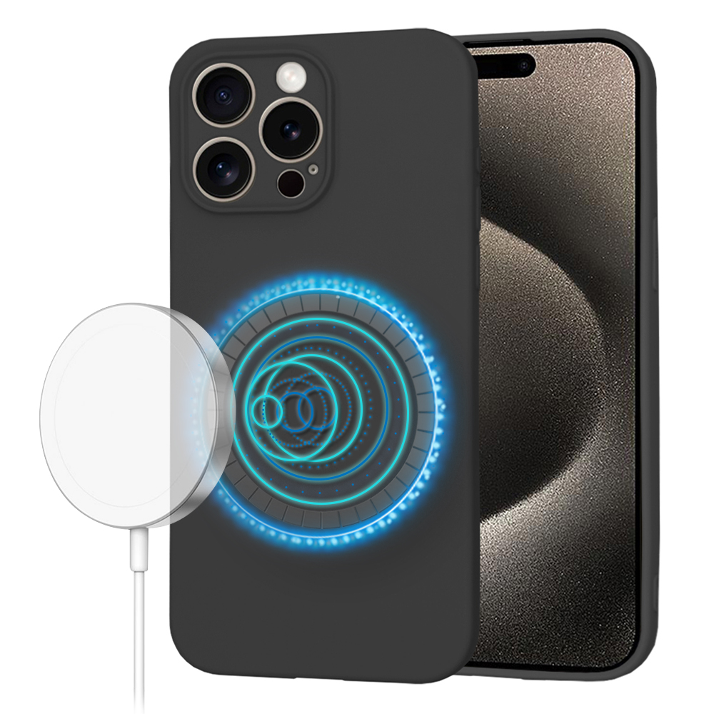 Калъф за iPhone 15 Pro Max - Techsuit SoftFlex MagSafe - Черен