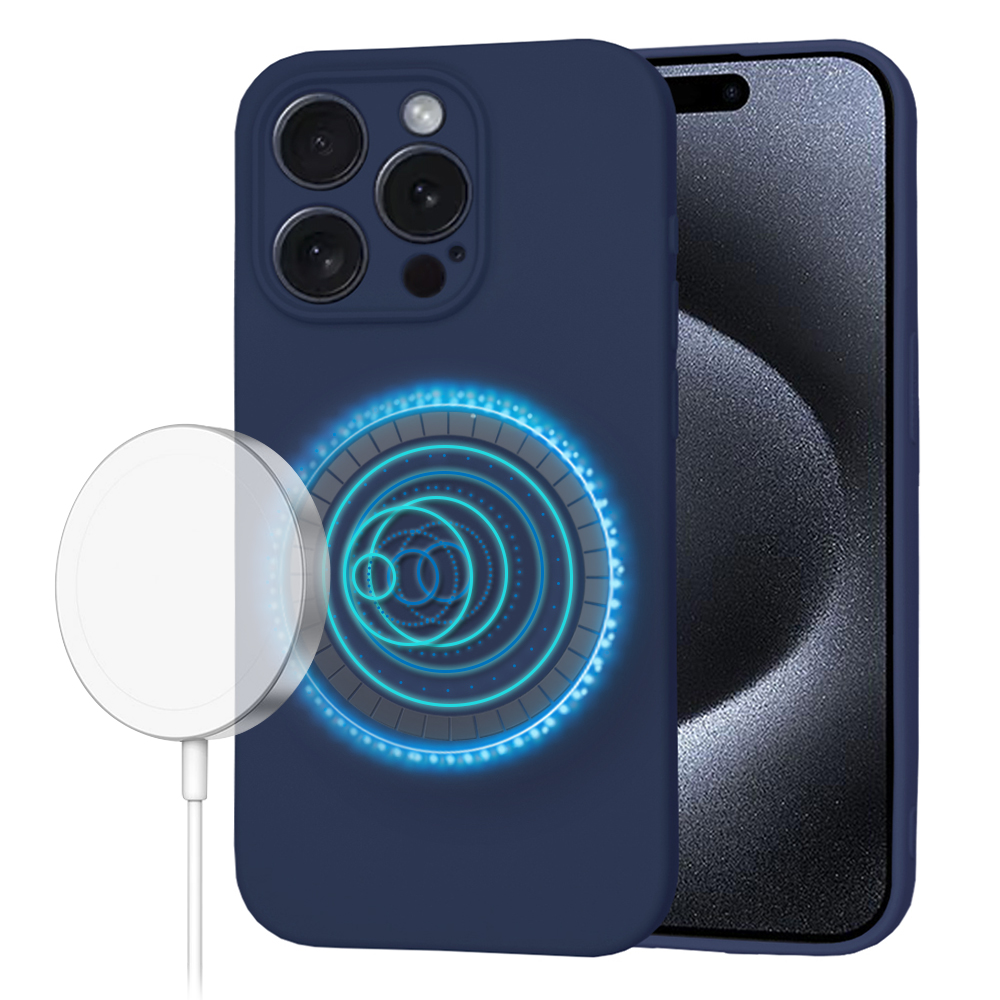 Калъф за iPhone 15 Pro - Techsuit SoftFlex MagSafe - Тъмносин Син