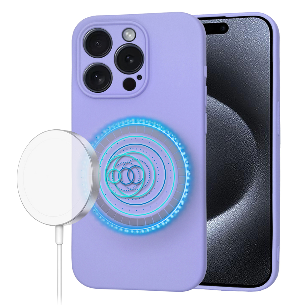 Калъф за iPhone 15 Pro - Techsuit SoftFlex MagSafe - светло лилав