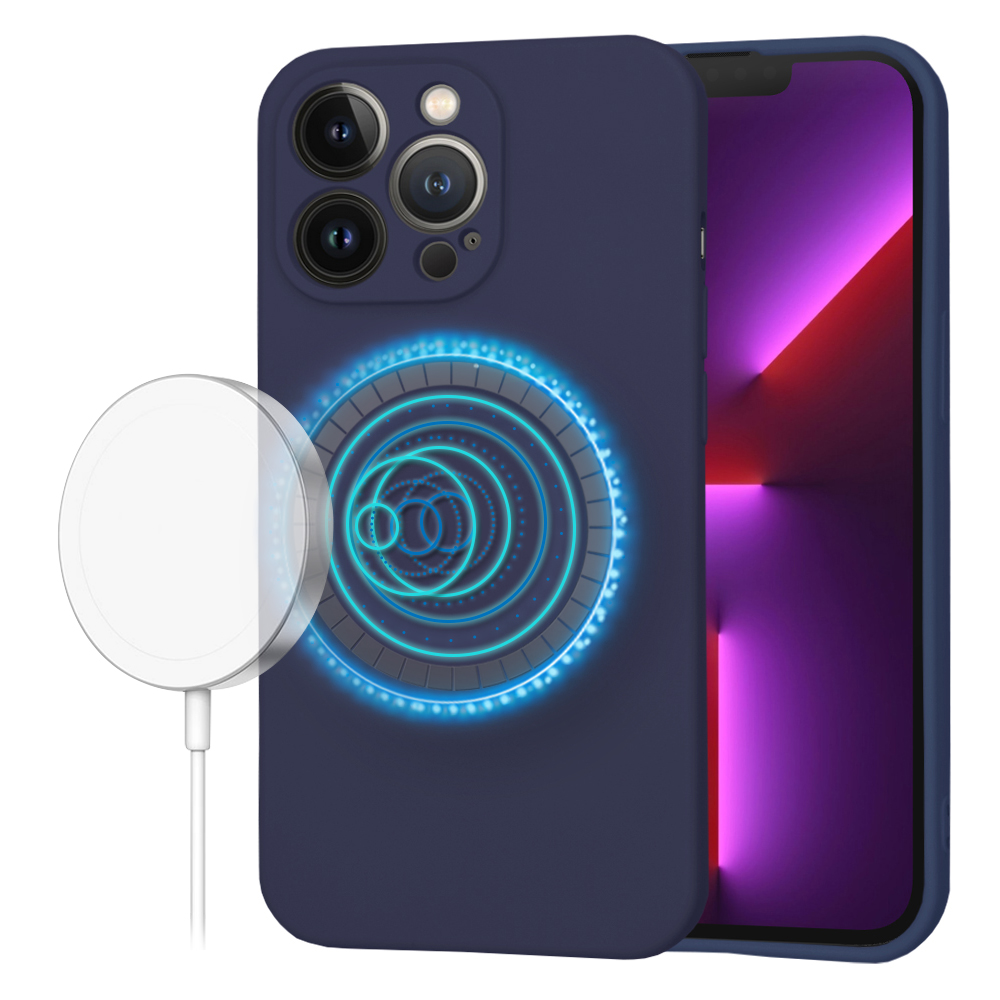 Калъф за iPhone 13 Pro - Techsuit SoftFlex MagSafe - Тъмносин Син