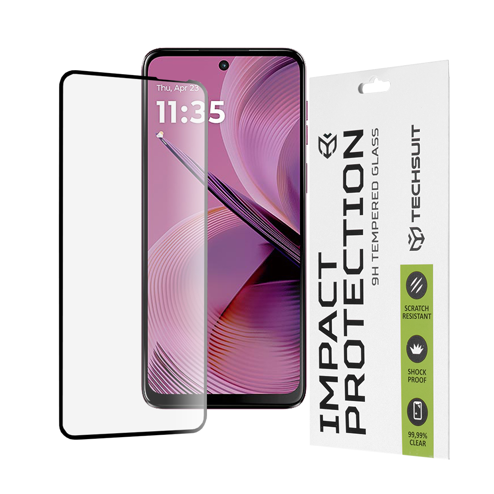 Капак за Motorola Moto G55 - Techsuit 111D Full Cover / Full Glue Glass - Черен