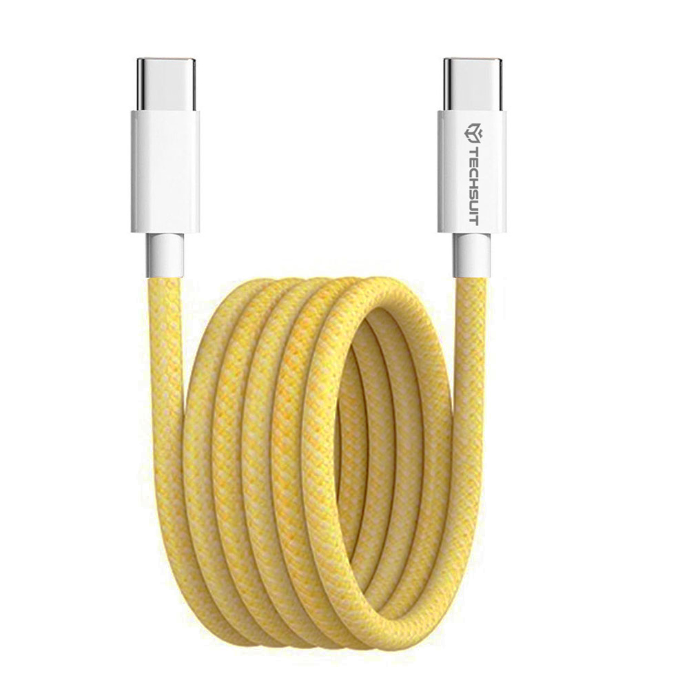 Кабел за данни Type-C за Apple, Android, PD60W, супер бързо зареждане, 1 м - Techsuit (PCB114D) - Жълт
