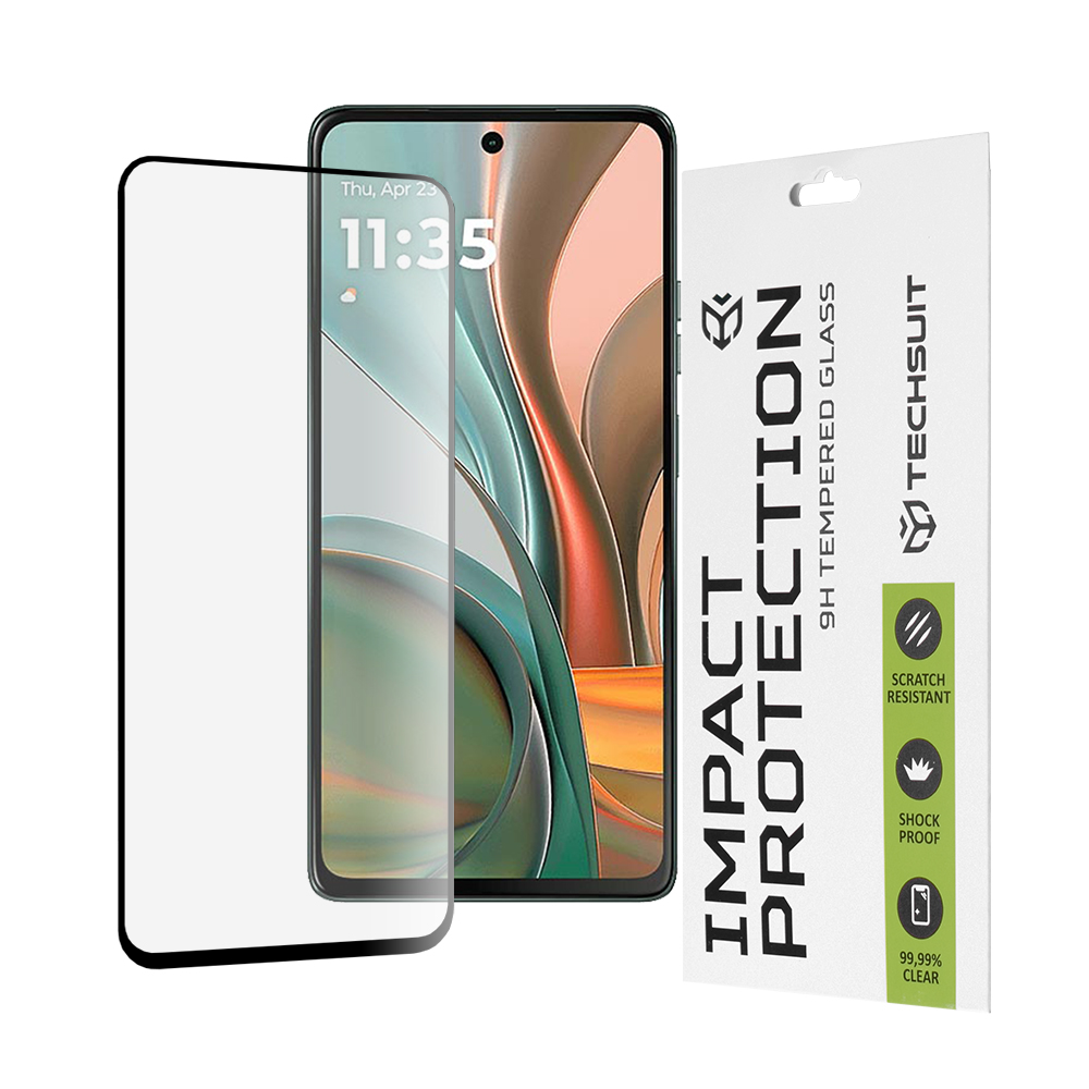 Капак за Motorola Moto G75 - Techsuit 111D Full Cover / Full Glue Glass - Черен
