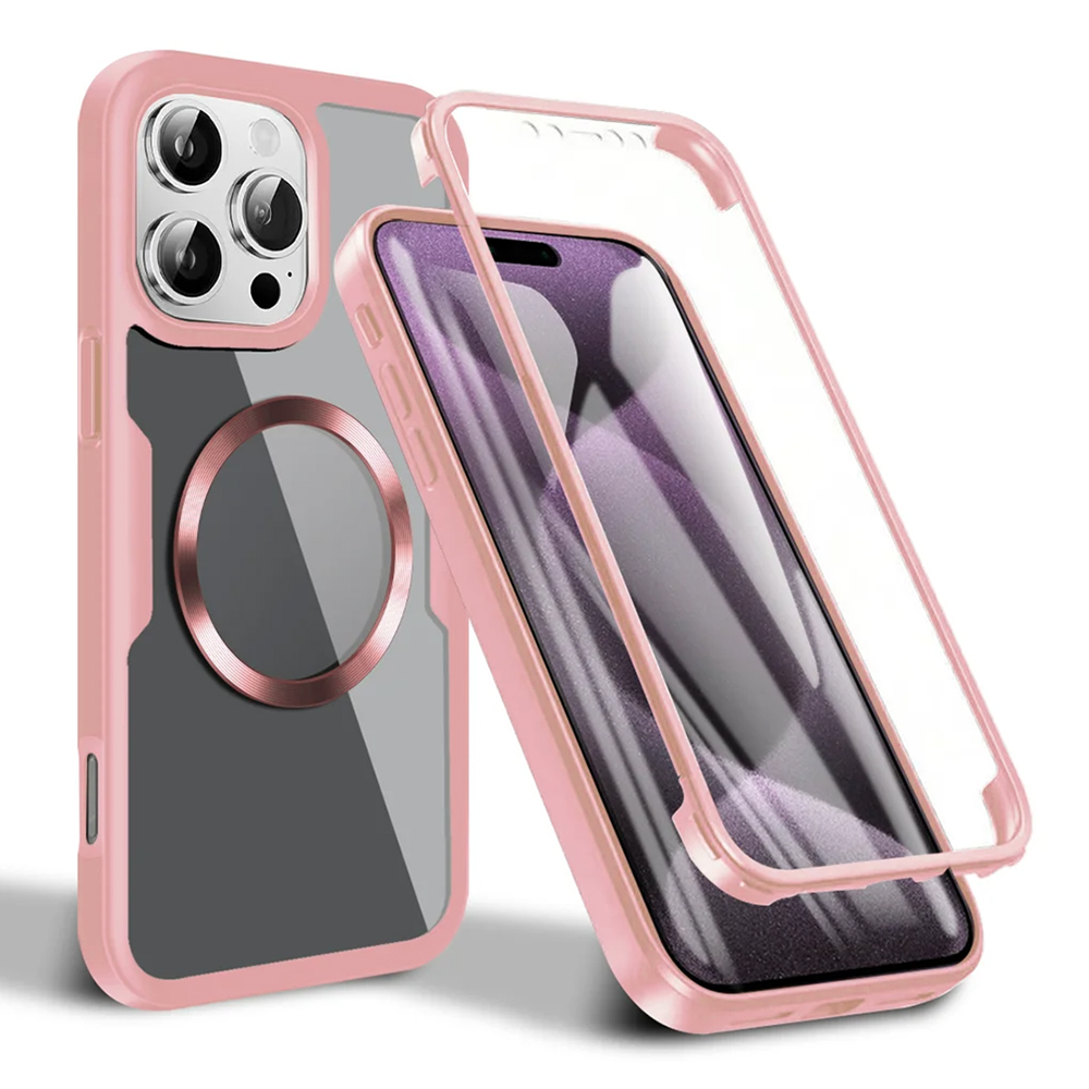 Калъф за iPhone 16 Pro + капак - Techsuit ColorVerse 360 MagSafe MagSafe Series - Розов