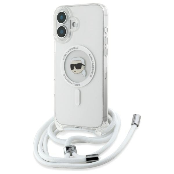 Калъф за iPhone 16 - Karl Lagerfeld IML Crossbody MagSafe (KLHMP16SHCKHNT) - Прозрачен Karl Head