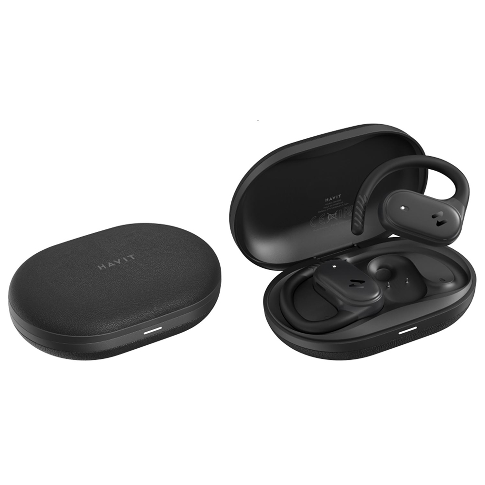 Безжични слушалки с отворено ухо, Bluetooth 5.4, TWS, ENC, IPX5, Type-C, 1000mAh, приложение Havit Life - Havit (OWS915) - черни
