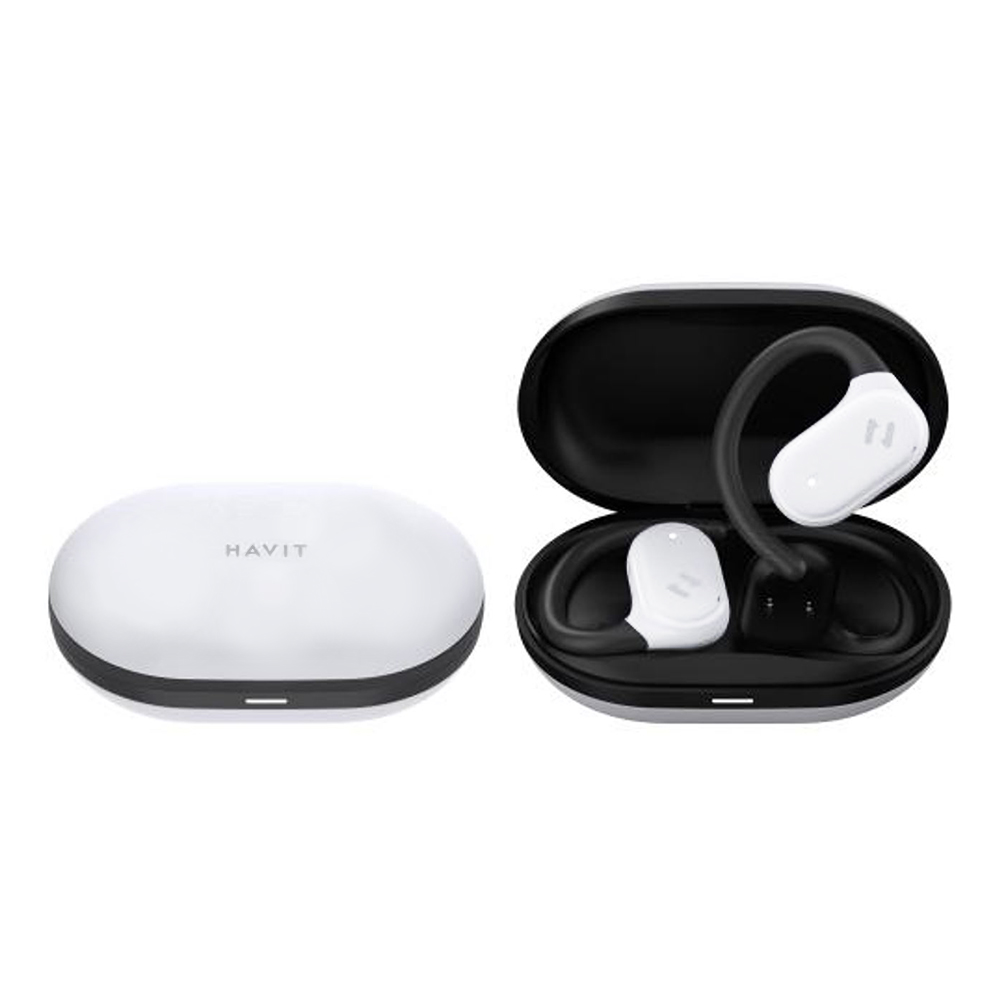 Безжични слушалки с отворено ухо, Bluetooth 5.4, TWS, ENC, IPX5, Type-C, 1000mAh, приложение Havit Life - Havit (OWS915) - сиво