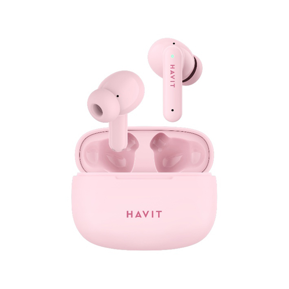 Безжични слушалки Bluetooth 5.3, True Wireless Stereo, Type-C, 300mAh - Havit (TW967 Pro) - Розови