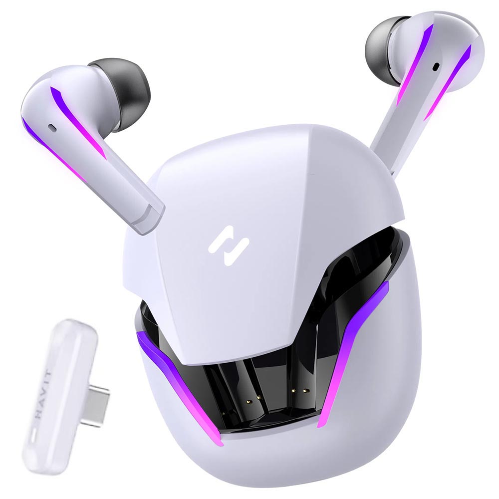 Безжични слушалки за видео игри, Bluetooth 5.3, RGB, Type-C, 400mAh - Havit (TW970) - Бял
