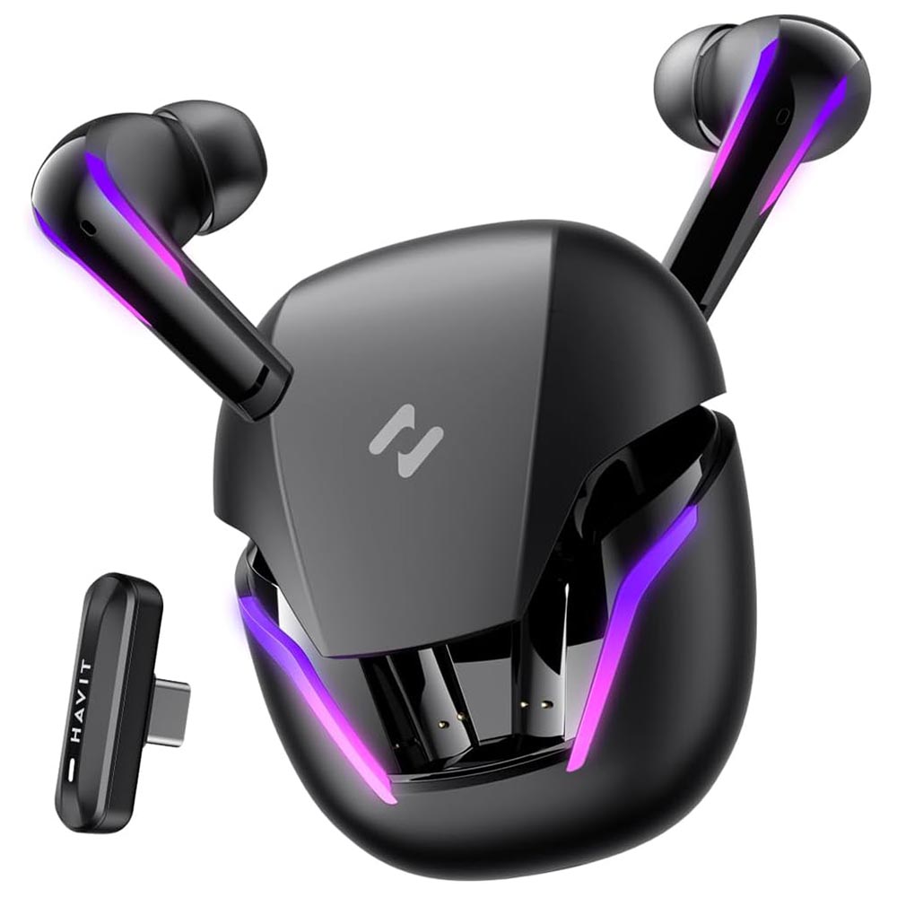 Безжични слушалки за видеоигри, Bluetooth 5.3, RGB, Type-C, 400mAh - Havit (TW970) - черни