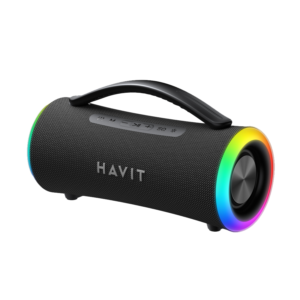 Професионален безжичен високоговорител Bluetooth 5.3, TWS, TF, FM, USB, RGB светлини, IPX6, 4000mAh - Havit (SK834BT) - Черен