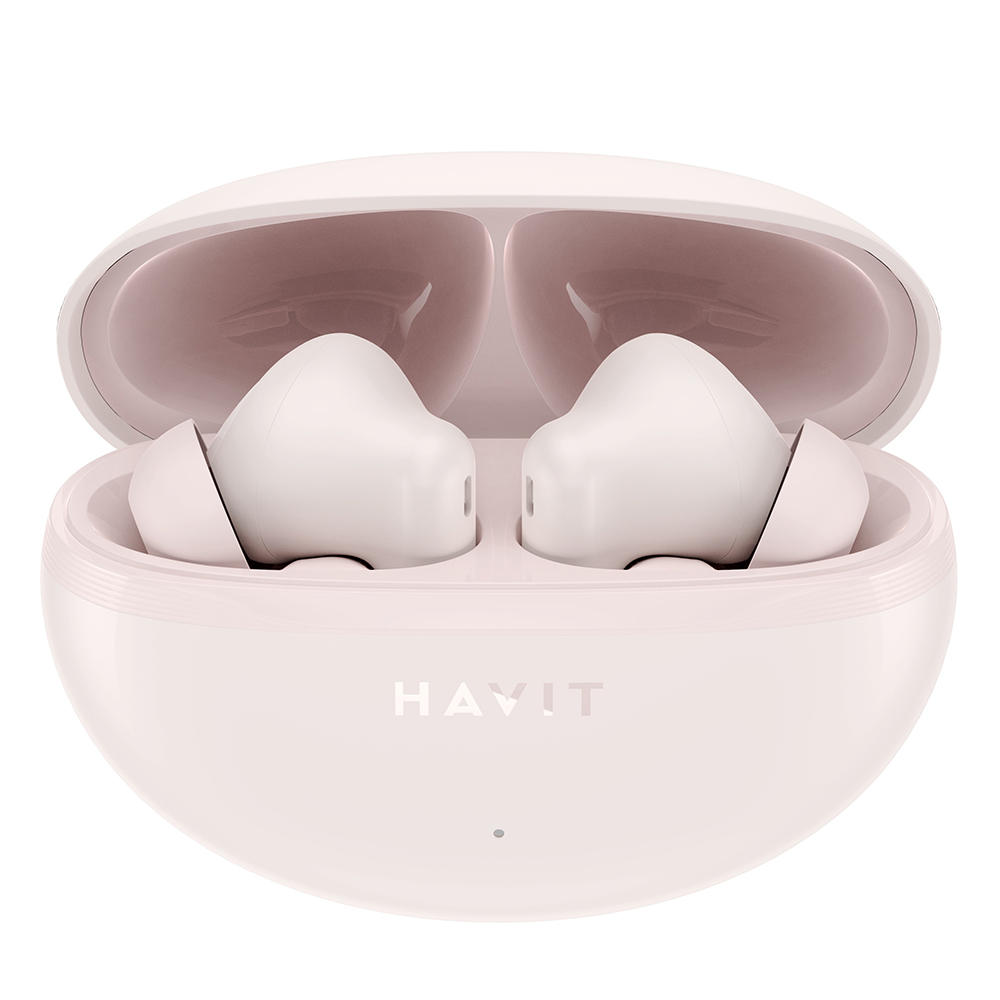 Bluetooth 5.4 безжични слушалки, TWS, ENC, Type-C, 400mAh - Havit (TW986) - розови