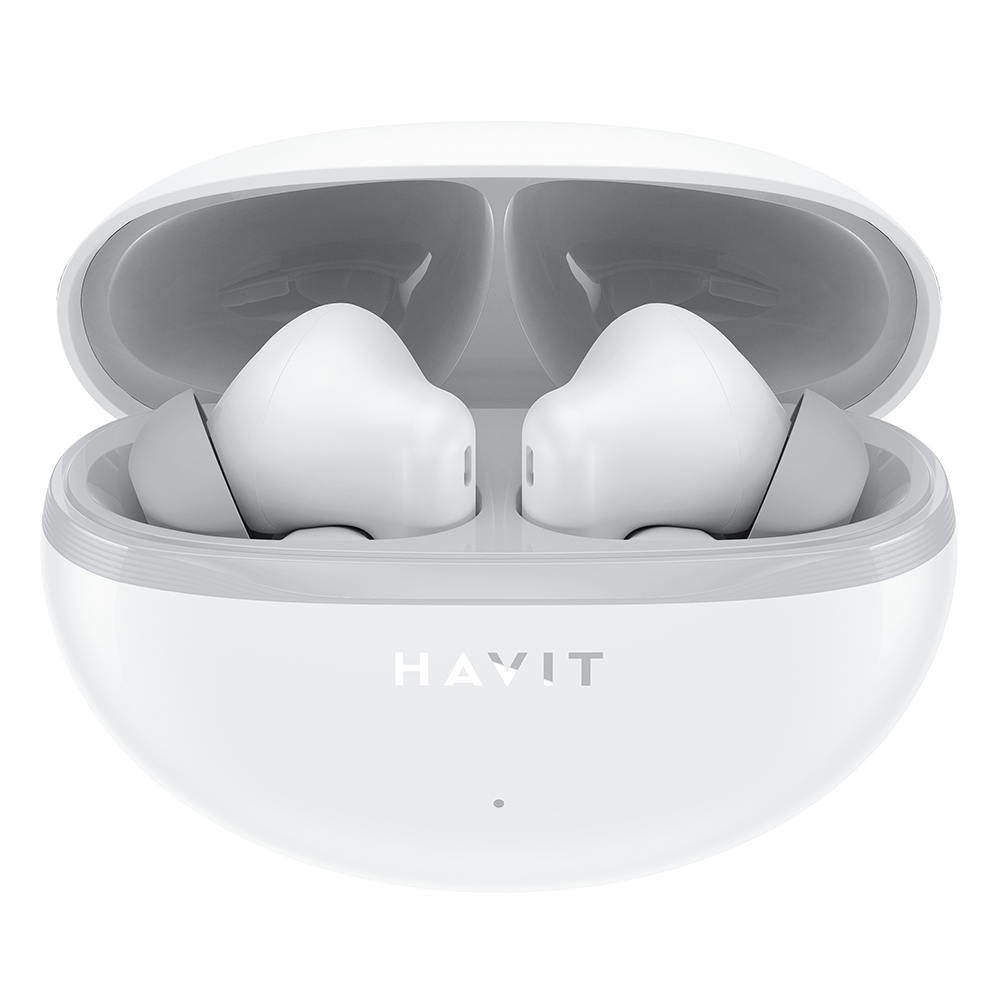 Bluetooth 5.4 безжична слушалка, TWS, ENC, Type-C, 400mAh - Havit (TW986) - бяла