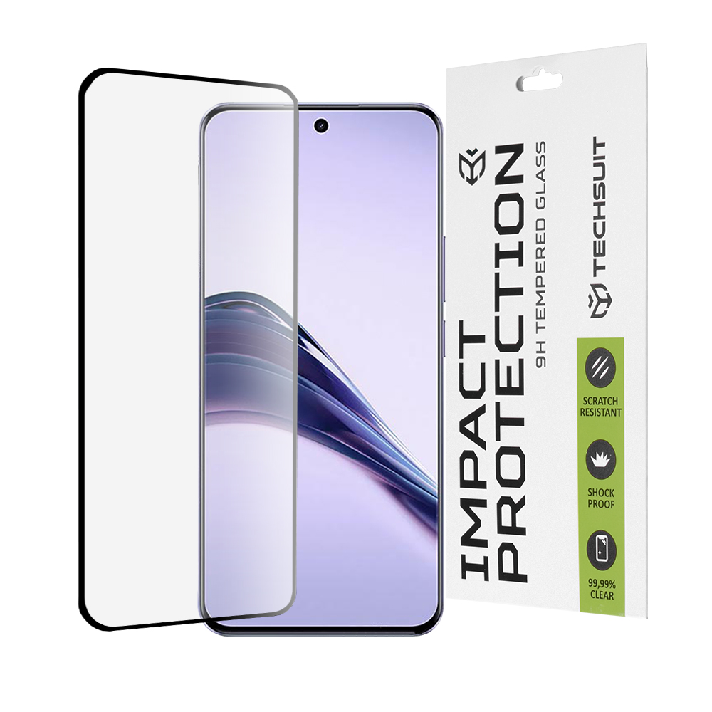 Калъф за Realme 13 Pro / 13 Pro+ - Techsuit 111D Full Cover / Full Glue Glass / 3D Curved Screen - Черен